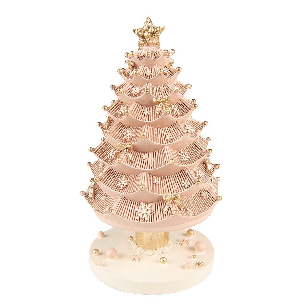 Hrací kolotoč růžovo-zlatý vánoční stromeček - Ø 11*20 cm Clayre & Eef - LaHome - vintage dekorace