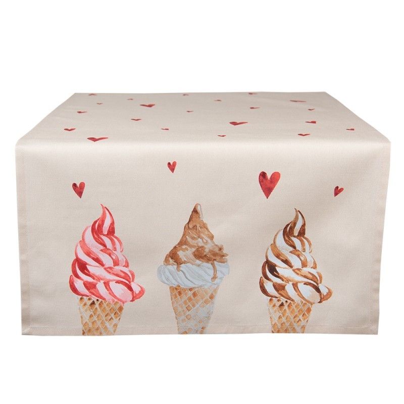 Béžový bavlněný běhoun na stůl se zmrzlinou Frosty And Sweet  - 50*140 cm Clayre & Eef - LaHome - vintage dekorace