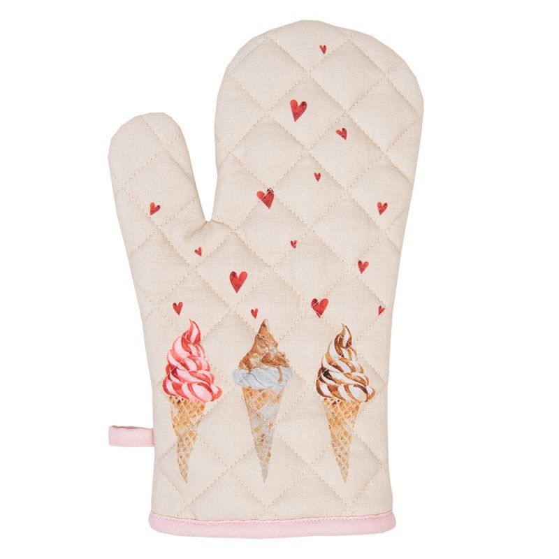 Béžová bavlněná dětská chňapka - rukavice se zmrzlinou Frosty And Sweet  - 12*21 cm Clayre & Eef - LaHome - vintage dekorace