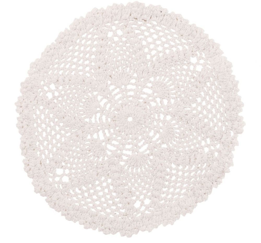 Bílé bavlněné kulaté prostírání krajka Lace white - Ø 32*0,5cm J-Line by Jolipa - LaHome - vintage dekorace