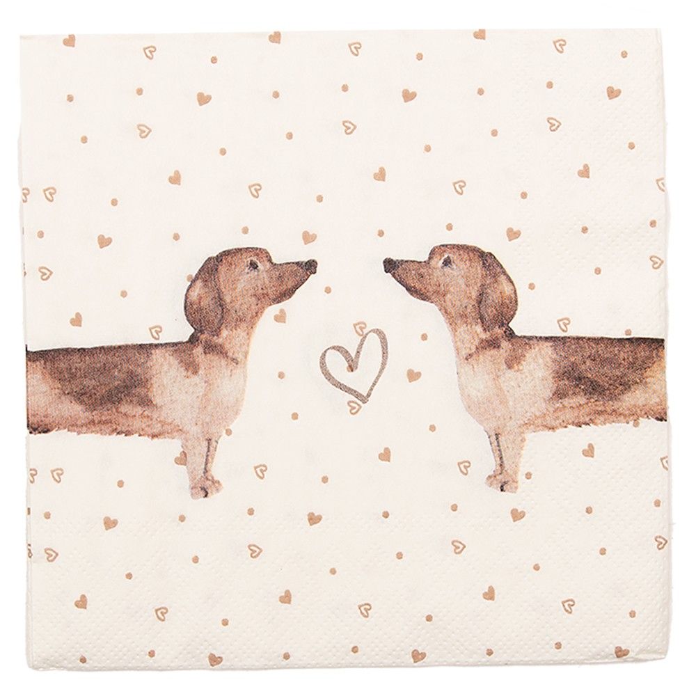 Papírové ubrousky s jezevčíky Dachshund Love - 33*33 cm (20ks) Clayre & Eef - LaHome - vintage dekorace