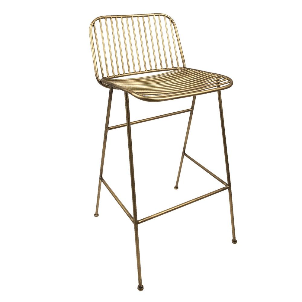 Bronzová antik kovová barová židle Vineo - 46*45*91 cm Clayre & Eef - LaHome - vintage dekorace