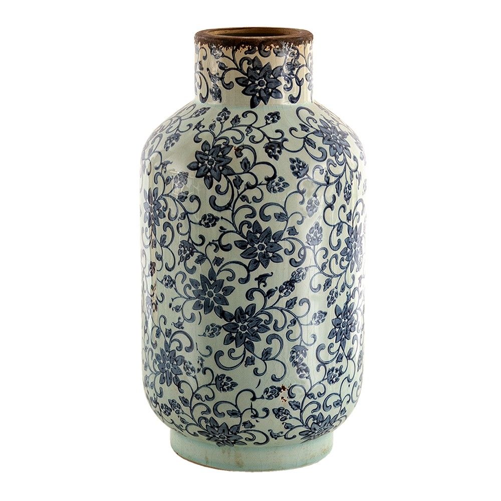Dekorativní keramická váza s modrými květy Tapp - Ø 17*31 cm Clayre & Eef - LaHome - vintage dekorace