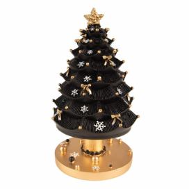 Hrací kolotoč černo-zlatý vánoční stromeček - Ø 11*20 cm Clayre & Eef