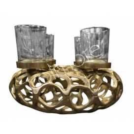 Bronzový antik kovový svícen na 4-svíčky - Ø 30*20cm Colmore by Diga