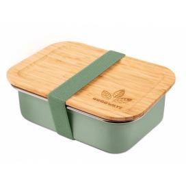 Zelený nerezový svačinový box s bambusovým víčkem - 800ml/ 17*12,5*6,5cm Goodways