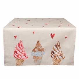 Béžový bavlněný běhoun na stůl se zmrzlinou Frosty And Sweet  - 50*140 cm Clayre & Eef