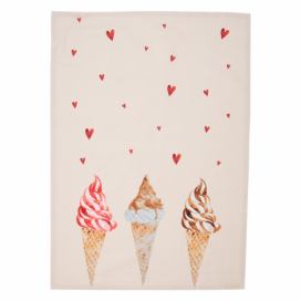 Béžová bavlněná utěrka se zmrzlinou Frosty And Sweet  - 50*70 cm Clayre & Eef