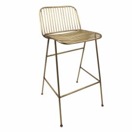 Bronzová antik kovová barová židle Vineo - 46*45*91 cm Clayre & Eef