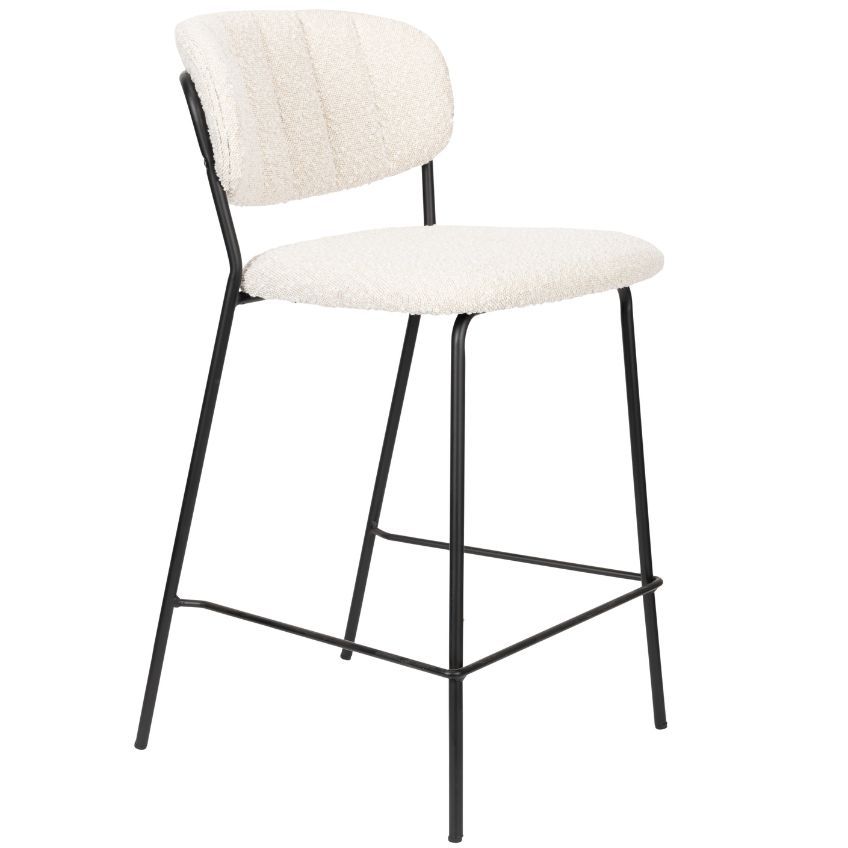 White Label Bílá látková barová židle WLL Jolien 65 cm - Designovynabytek.cz