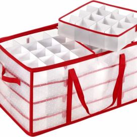 SONGMICS Úložný box na vánoční ozdoby 67x34 cm bílo-červený