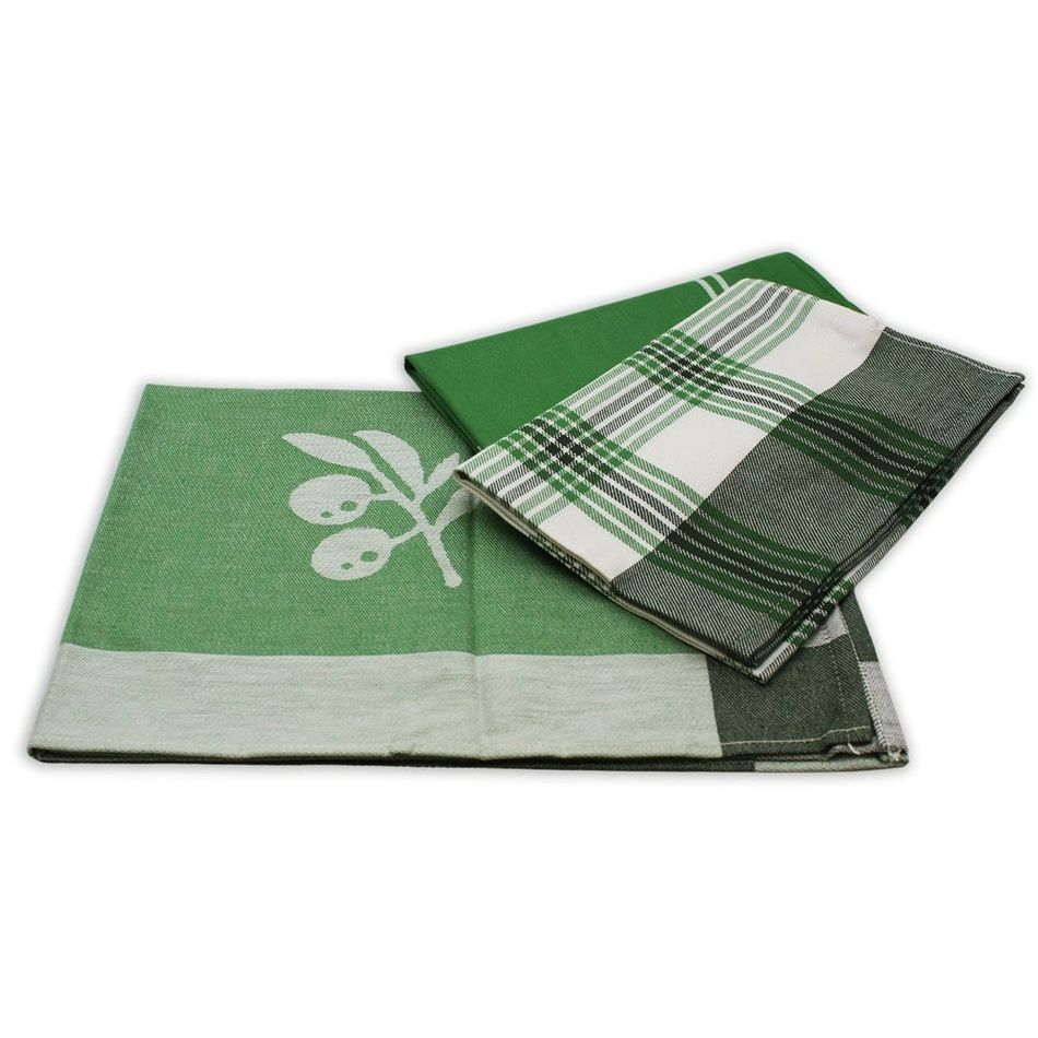 Trade Concept Kuchyňská utěrka z egyptské bavlny Zelené listy, 50 x 70 cm, sada 3 ks - 4home.cz
