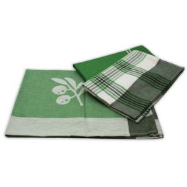 Trade Concept Kuchyňská utěrka z egyptské bavlny Zelené listy, 50 x 70 cm, sada 3 ks