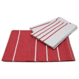 Trade Concept Kuchyňská utěrka z egyptské bavlny Červené pruhy, 50 x 70 cm, sada 3 ks