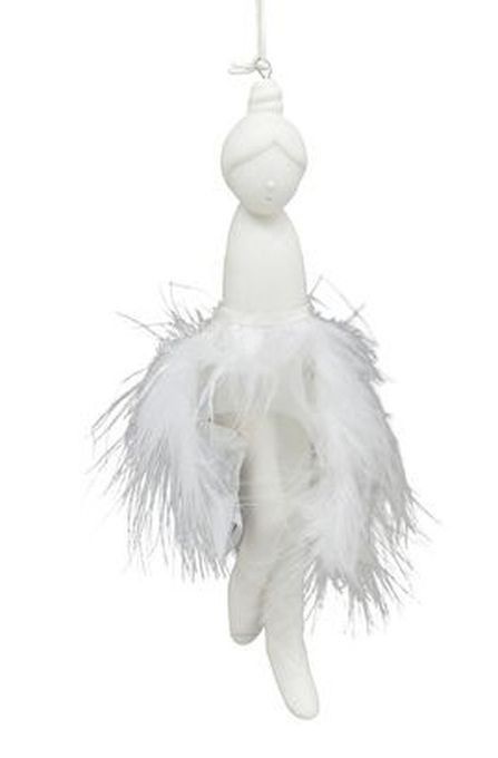 Závěsná ozdoba andílek s bílými peříčky Lilian - 4,5*4*20 cm Exner - LaHome - vintage dekorace