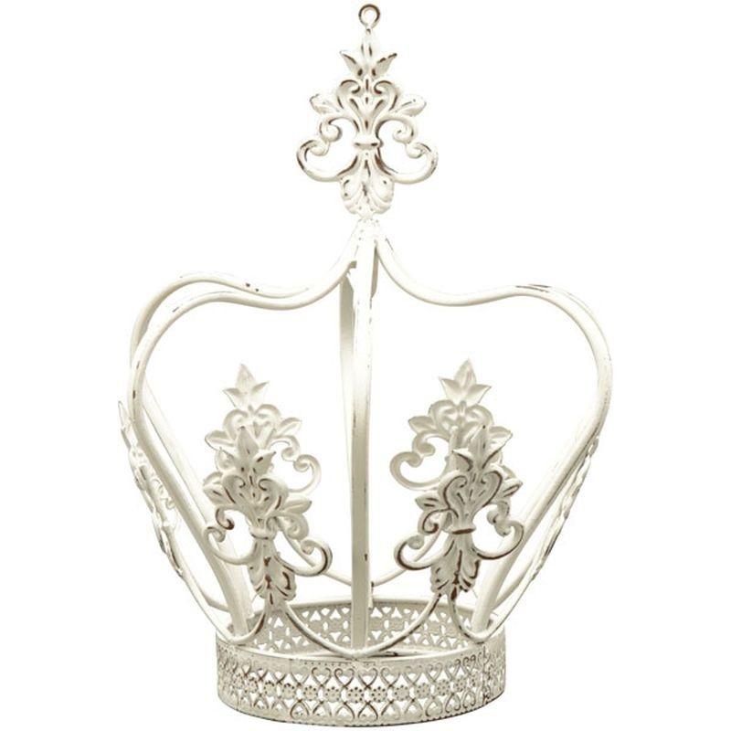 Béžový antik kovový svícen ve tvaru koruny ClairBlanc - Ø 17,5*22cm  Exner - LaHome - vintage dekorace