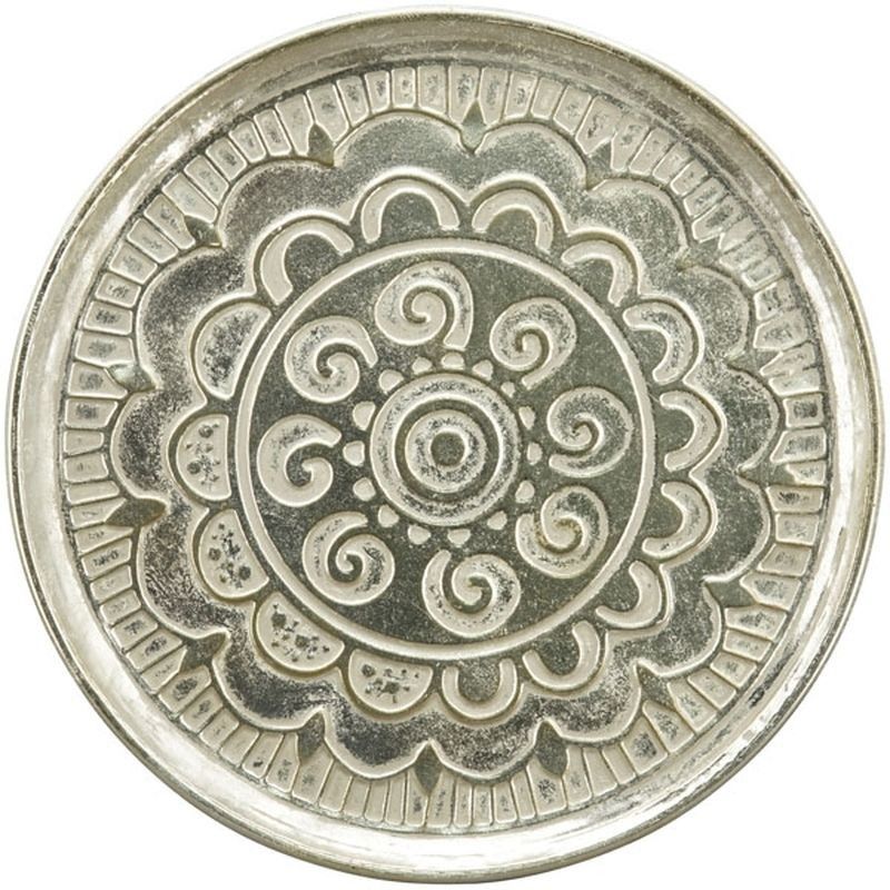 Stříbrný antik kovový dekorativní podnos ArtFerro - Ø 39*1,5 cm Exner - LaHome - vintage dekorace
