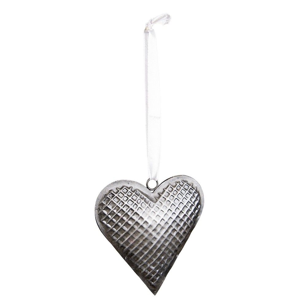 Šedé antik závěsné kovové srdce Herli - 7*1*7 cm Clayre & Eef - LaHome - vintage dekorace