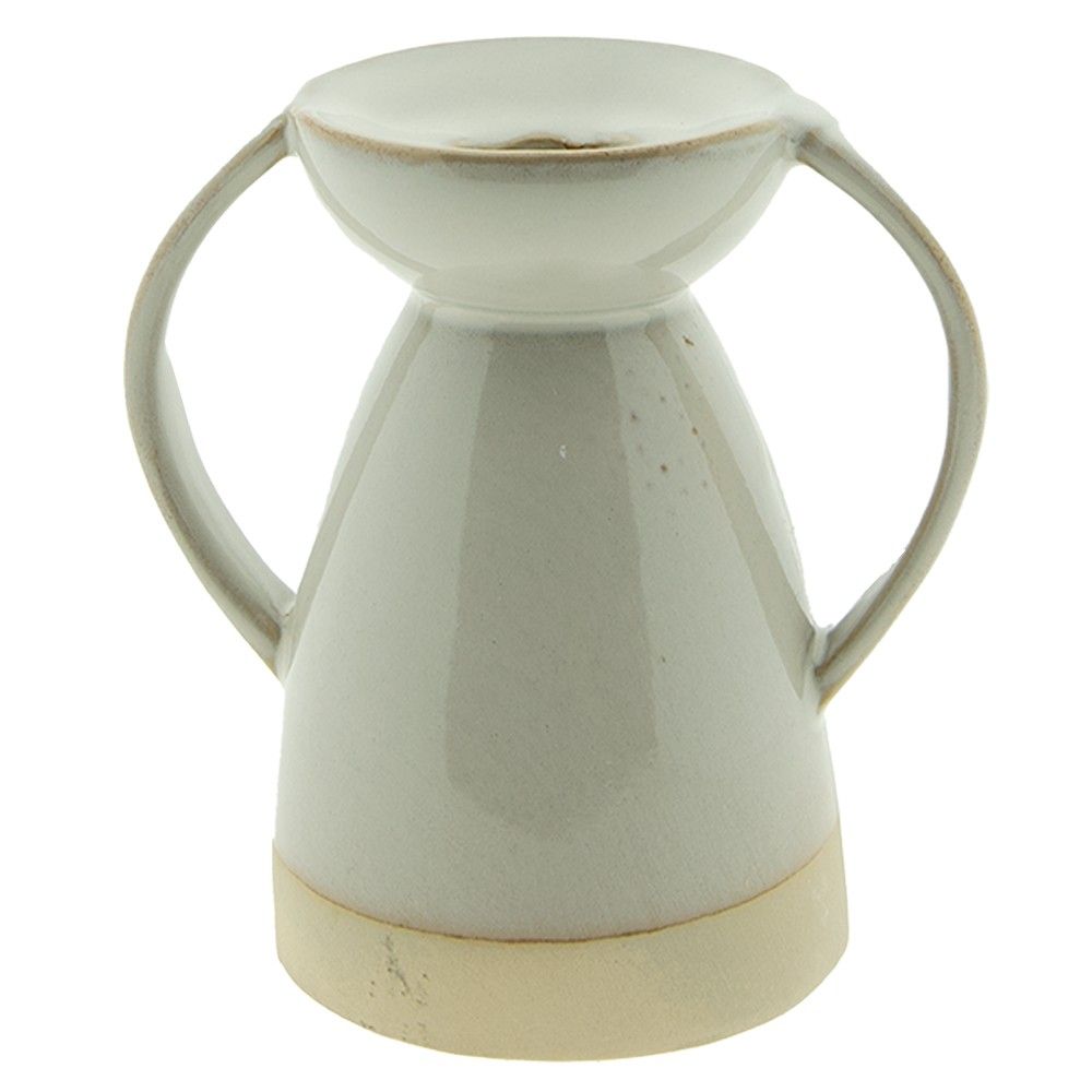 Béžový porcelánový svícen na úzkou svíčku Chrie - 9*7*9 cm Clayre & Eef - LaHome - vintage dekorace