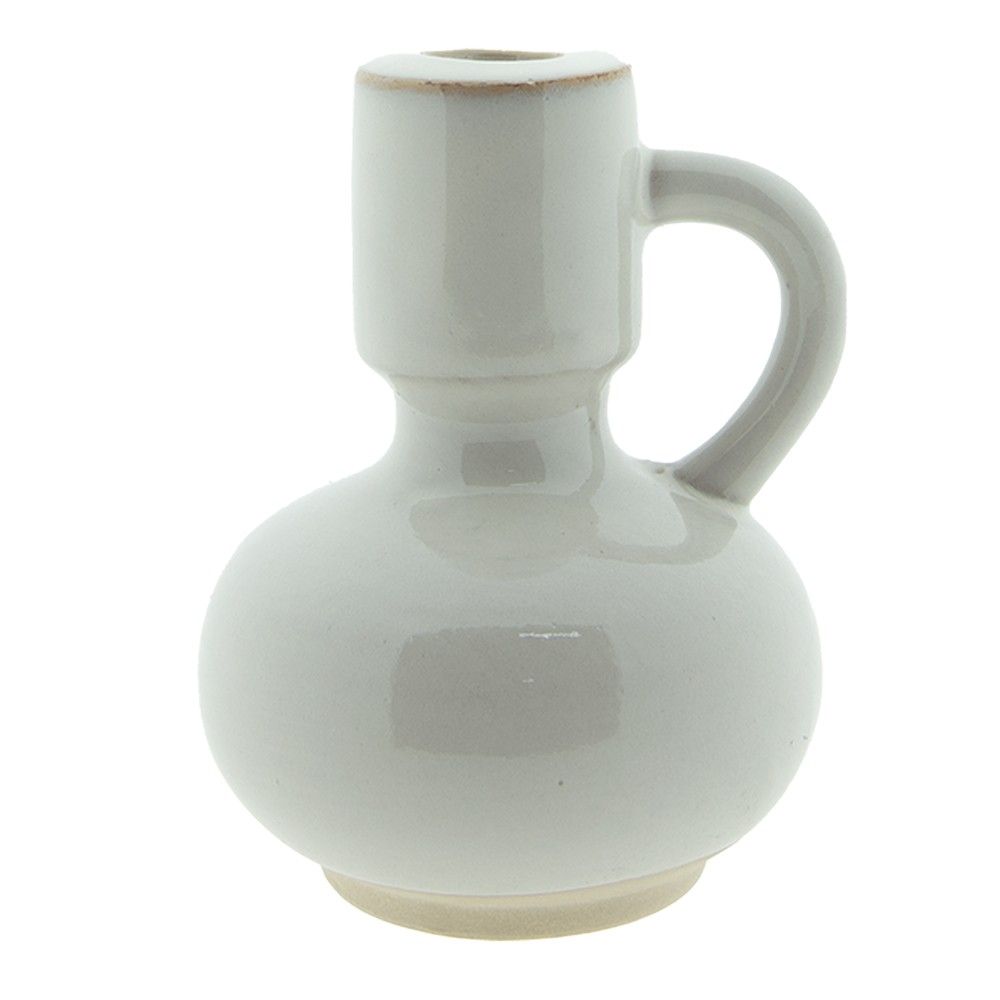 Béžový porcelánový svícen na úzkou svíčku Chrie - Ø 9*10 cm Clayre & Eef - LaHome - vintage dekorace