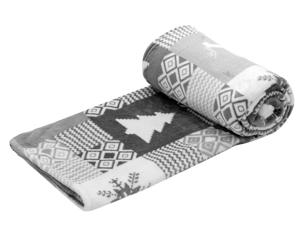 Šedá vánoční mikroplyšová deka, 200x230 cm - Výprodej Povlečení