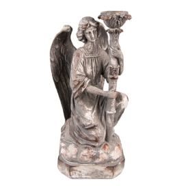 Béžovo-šedý antik svícen Anděl- 15*14*29 cm Clayre & Eef