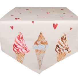 Béžový bavlněný běhoun na stůl se zmrzlinou Frosty And Sweet  - 50*160 cm Clayre & Eef