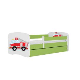 Kocot kids Dětská postel Babydreams hasičské auto zelená, varianta 70x140, bez šuplíků, s matrací
