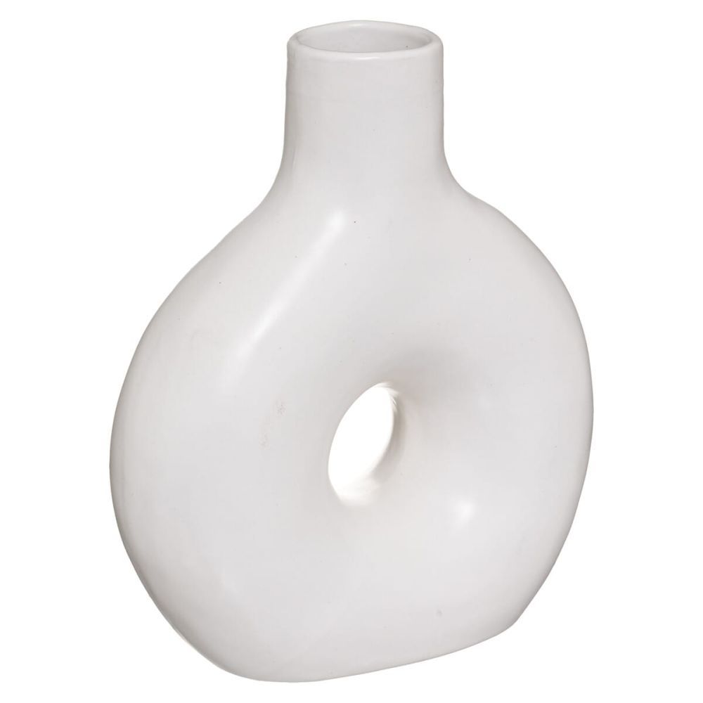 Atmosphera Keramická váza CIRCLE, 21 cm, bílá - EDAXO.CZ s.r.o.
