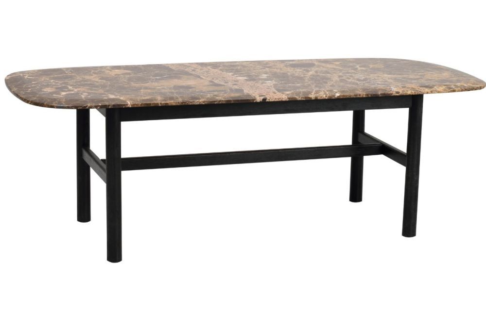 Hnědý mramorový konferenční stolek ROWICO HAMMOND 135 x 62 cm s černou podnoží - Designovynabytek.cz