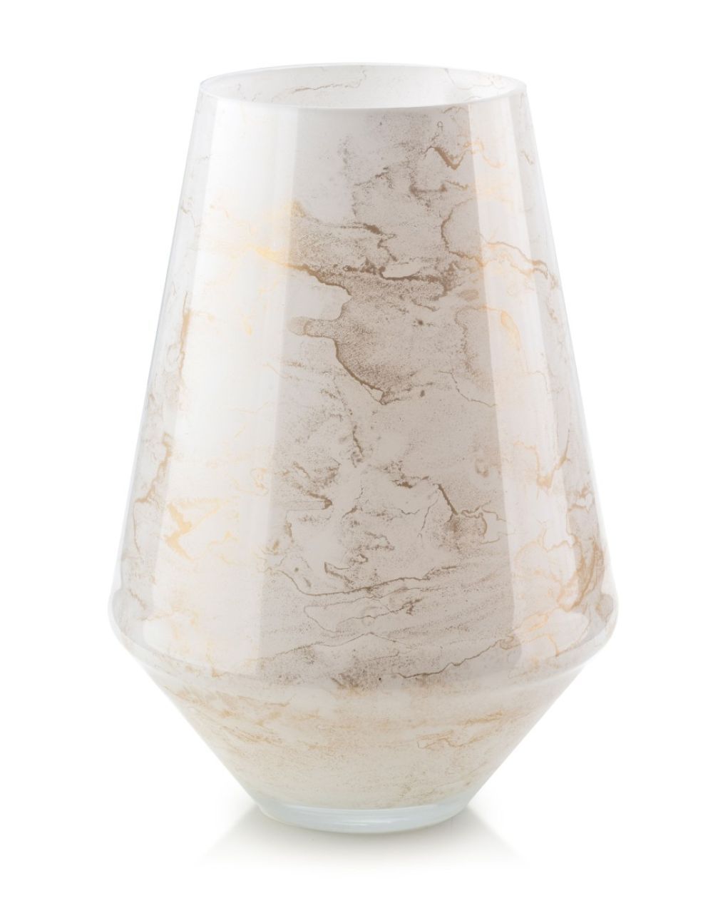 Mondex Skleněná okrasná váza CRISTIE DIAMENT 27 cm imitace bílého mramoru - Houseland.cz