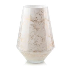 Mondex Skleněná okrasná váza CRISTIE DIAMENT 27 cm imitace bílého mramoru