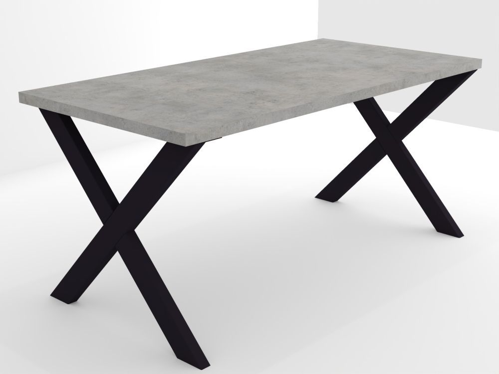 EGGER Jídelní stůl Beton Chicago světle šedý F186 ST9 + podnož X černá Rozměr stolu (d x š): 140 x 80 cm - HARV.cz