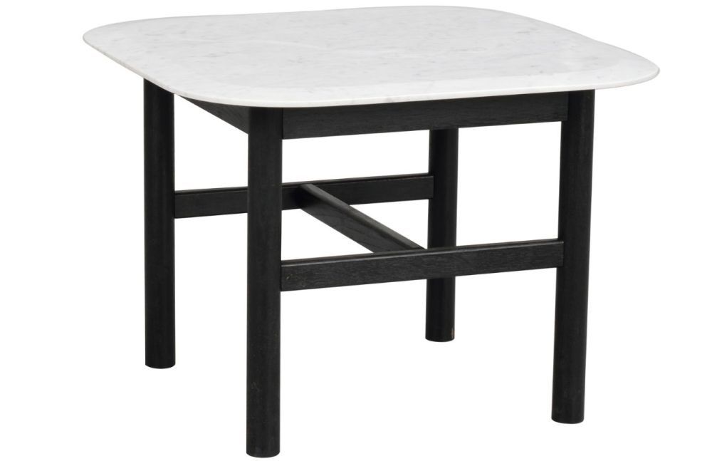 Bílý mramorový konferenční stolek ROWICO HAMMOND 62 x 62 cm s černou podnoží - Designovynabytek.cz