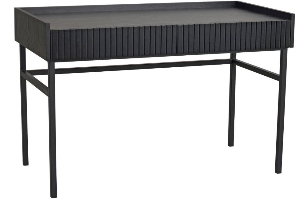 Černý dubový pracovní stůl ROWICO HALIFAX 120 x 61 cm - Designovynabytek.cz