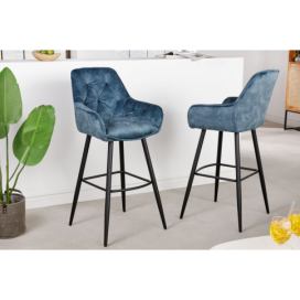 LuxD Designová barová židle Garold petrolejový samet