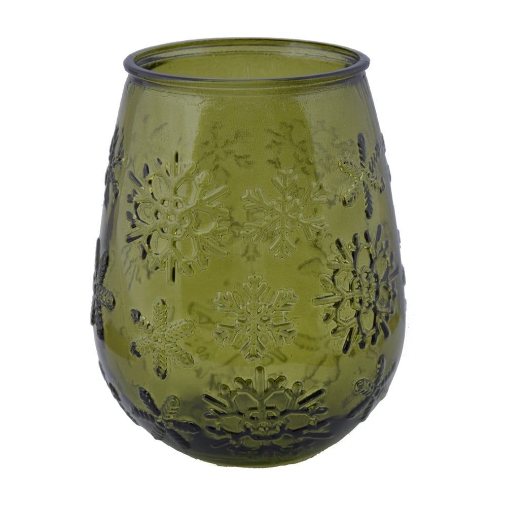 Zelená skleněná váza s vánočním motivem Ego Dekor Copos de Nieve, výška 13 cm - Bonami.cz