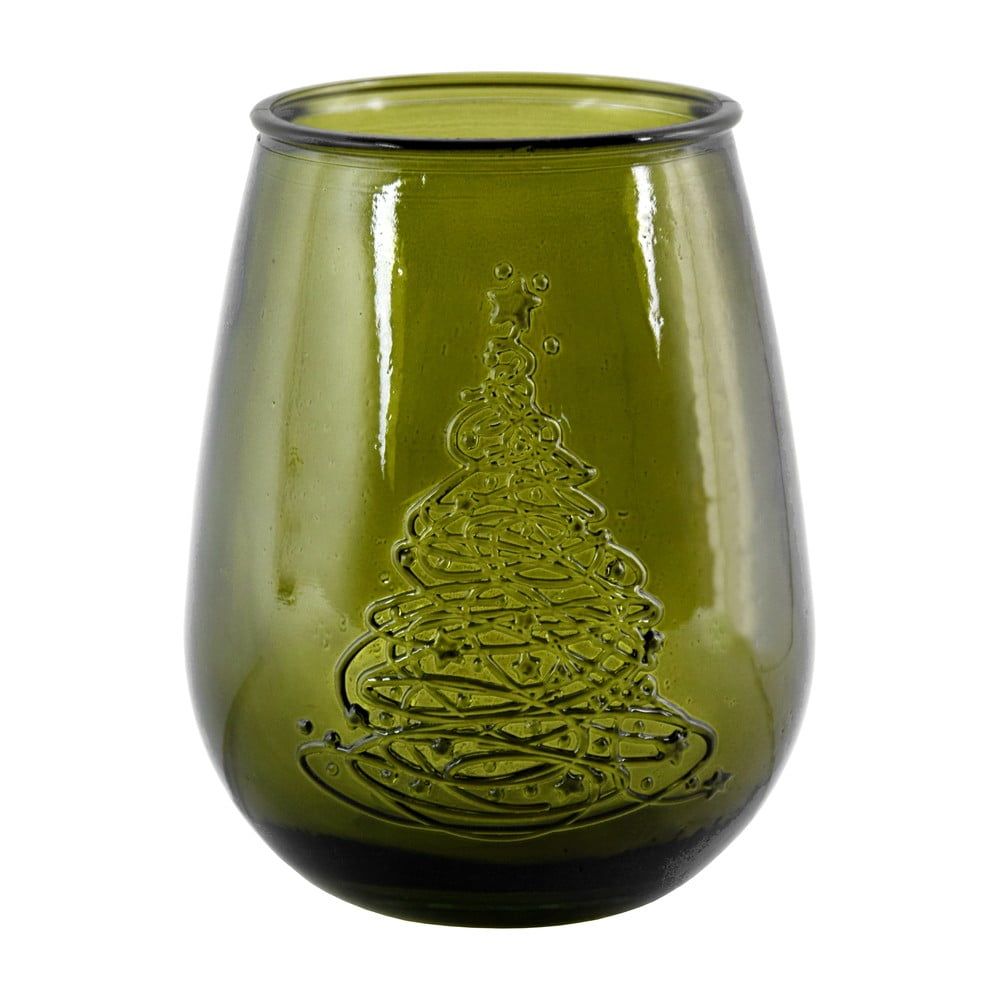 Zelená skleněná váza s vánočním motivem Ego Dekor Arbol de Navidad, výška 13 cm - Bonami.cz