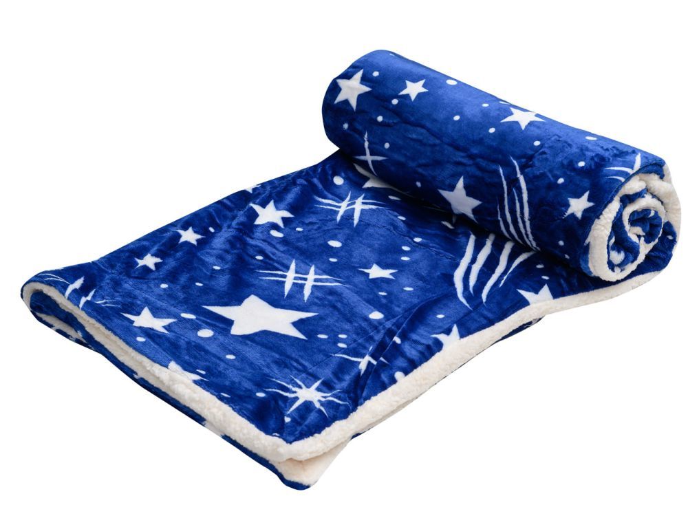 Luxusní modrá beránková deka z mikroplyše NOČNÍ OBLOHA, 150x200 cm - Výprodej Povlečení