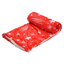 Luxusní červená beránková deka z mikroplyše NOČNÍ OBLOHA, 150x200 cm