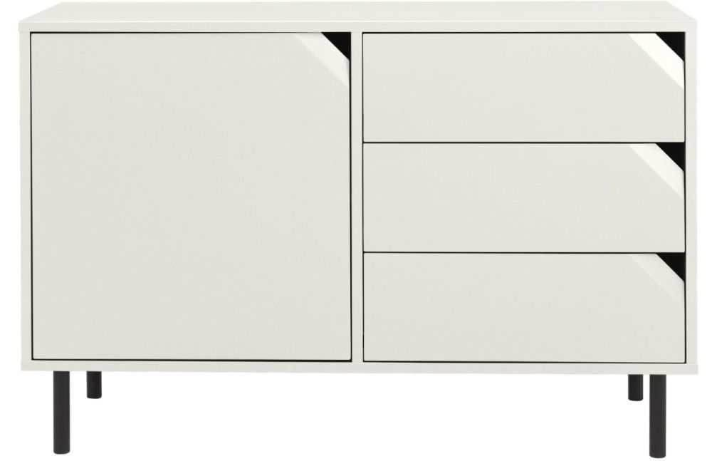 Matně bílá lakovaná komoda Tenzo Corner 118 x 43 cm, nízká - Designovynabytek.cz