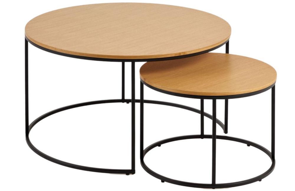 Set dvou dubových konferenčních stolků Kave Home Yoana 50/80 cm - Designovynabytek.cz