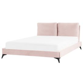 Sametová postel 160 x 200 cm růžová MELLE