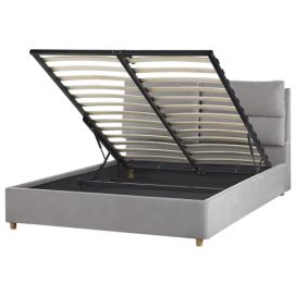 Sametová postel s úložným prostorem 140 x 200 cm světle šedá BATILLY
