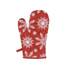 Forbyt Vánoční kuchyňská chňapka s magnetem Vločky červená, 18 x 28 cm