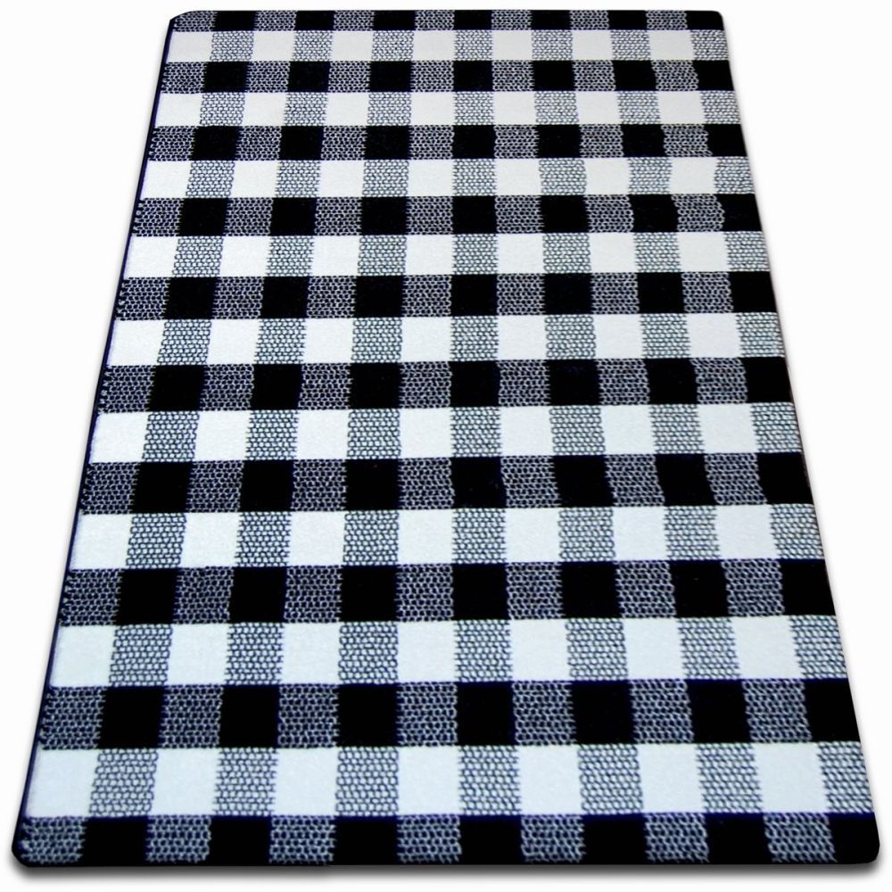 Dywany Lusczow Kusový koberec SKETCH HARRY bílý / černý - kostkovaný, velikost 120x170 - Houseland.cz
