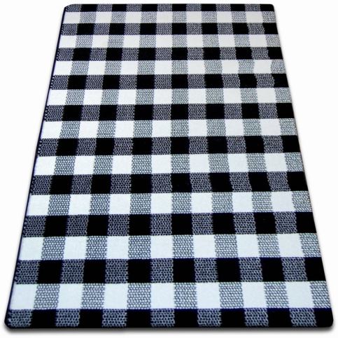 Dywany Lusczow Kusový koberec SKETCH HARRY bílý / černý - kostkovaný, velikost 120x170 Houseland.cz