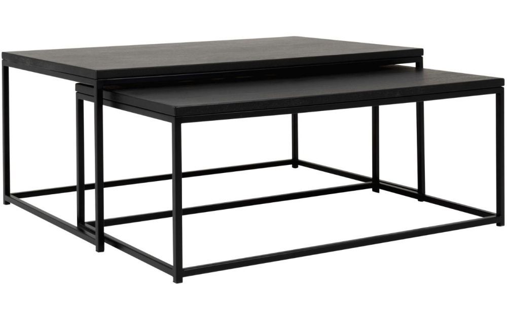 Set dvou matně černých konferenčních stolků Tenzo Lipp 100/95 x 60/50 cm - Designovynabytek.cz