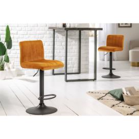 LuxD Designová barová židle Walnut hořčičný samet