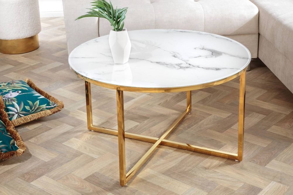 LuxD Designový konferenční stolek Latrisha 80 cm vzor imitace mramora - Estilofina-nabytek.cz